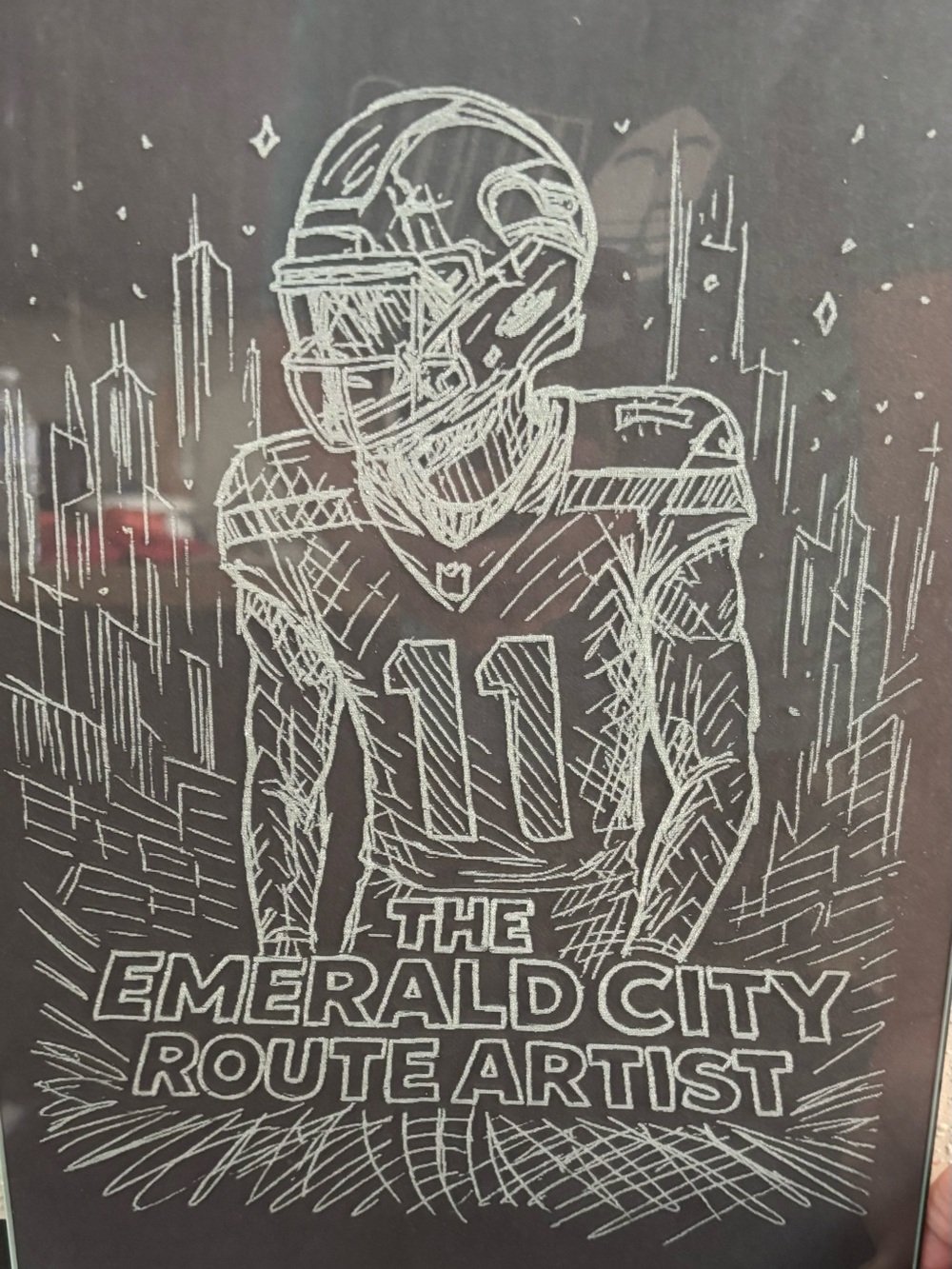 The Emerald City Route Artist — White On Black glass etched Art Print